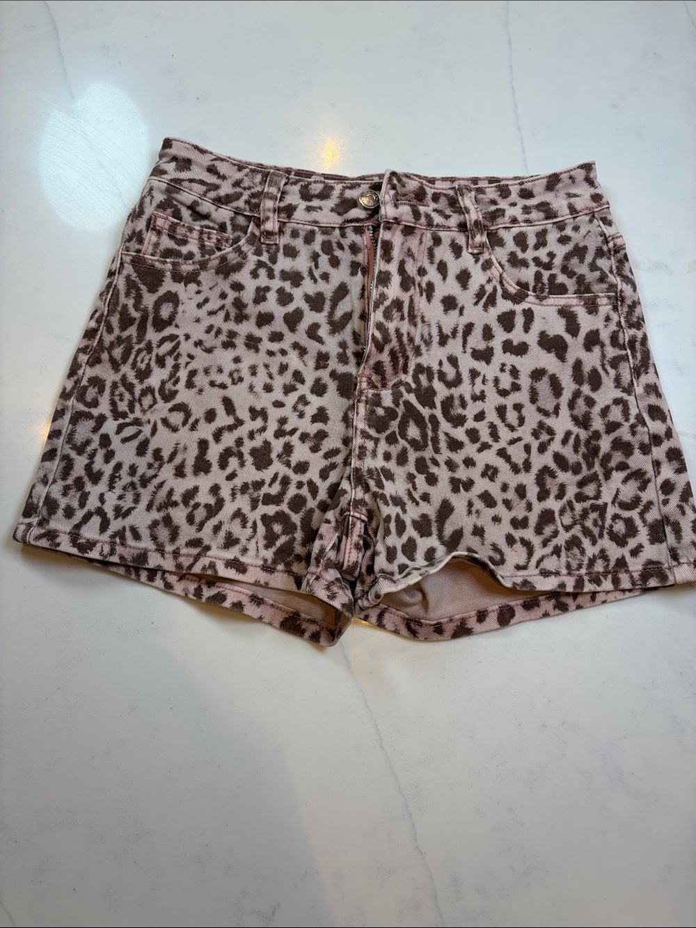 Leopard Print Shorts - Pink/Brown